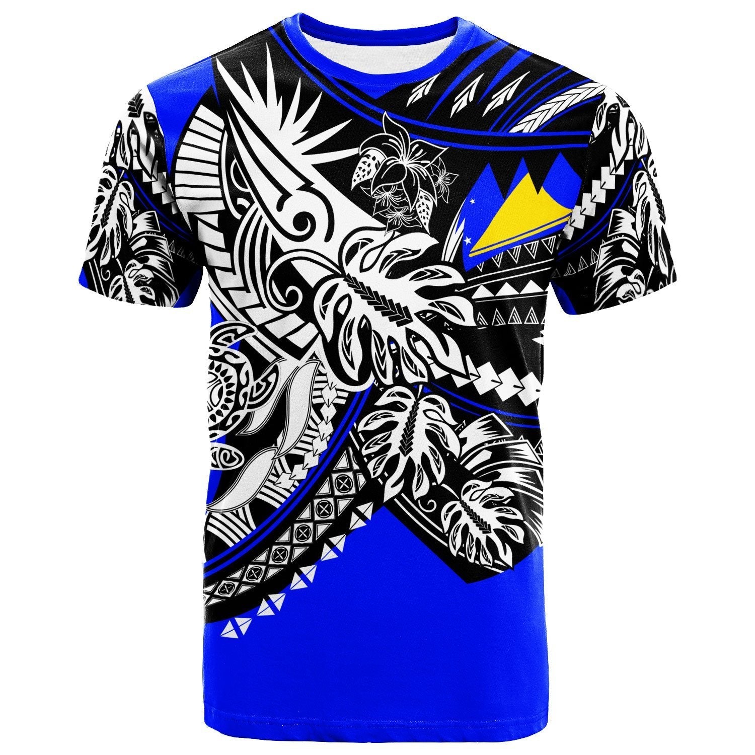 Tokelau T - Shirt - Tribal Jungle Blue Pattern - Vibe Hoodie Shop