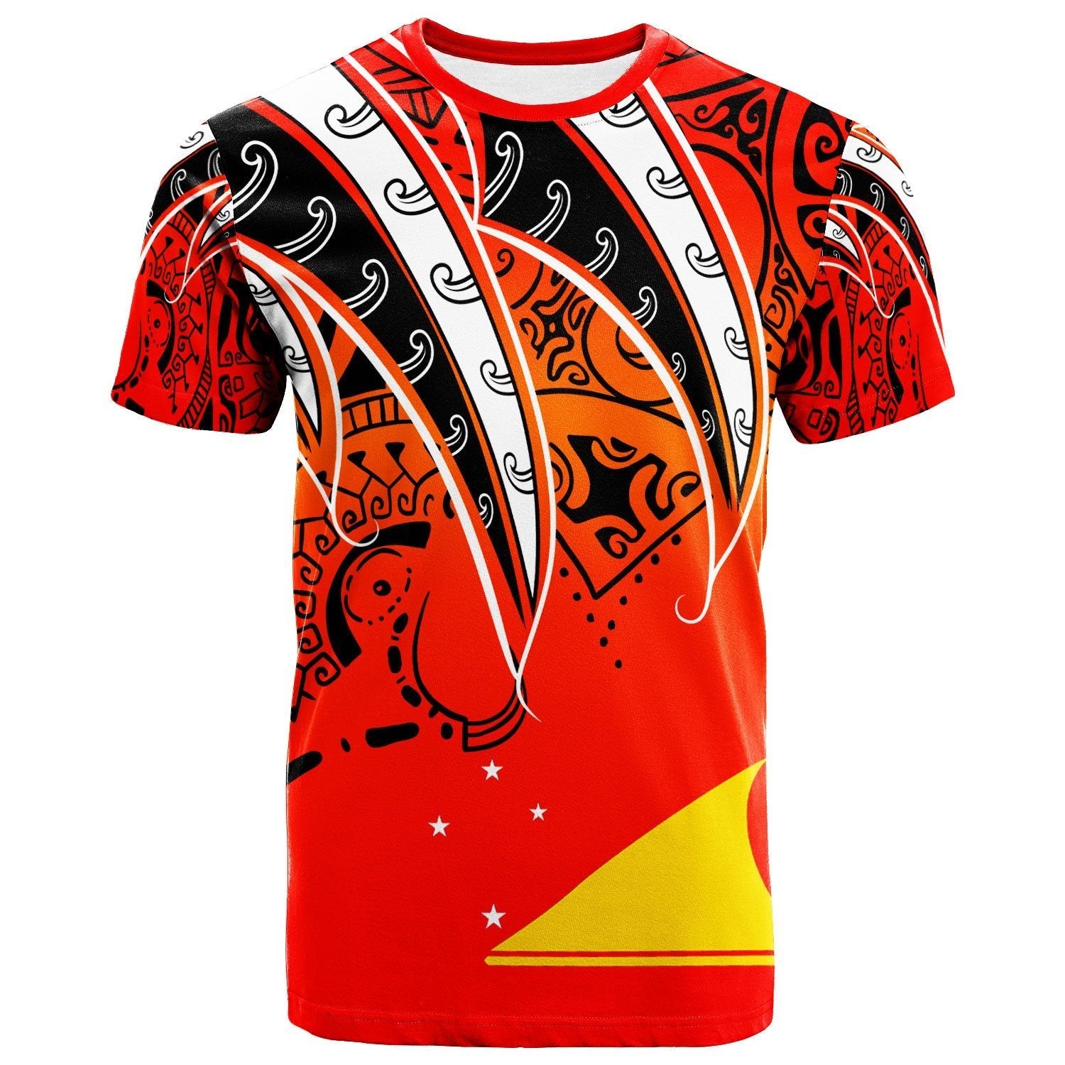 Tokelau T shirt - Tropical Leaf Red Gradient Style - Vibe Hoodie Shop