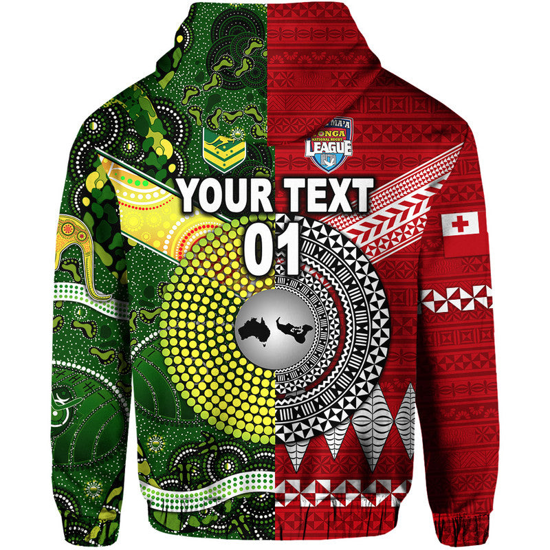 (Custom Personalised) Mate Ma'a Tonga Ngatu And Australia Kangaroos Aboriginal Zip Up And Pullover Hoodie Rugby Together LT8 - Vibe Hoodie Shop