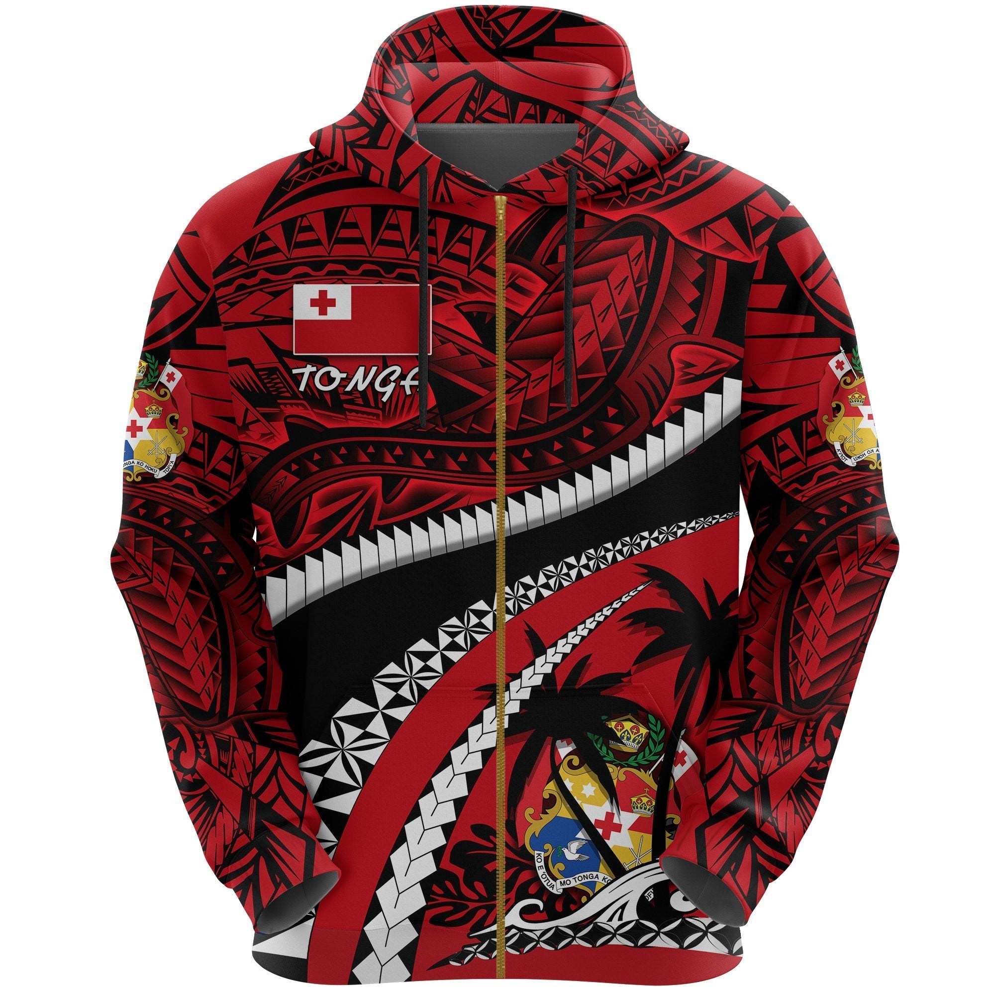 Zip Up Hoodie Tonga Polynesian Shark Tattoo - Vibe Hoodie Shop