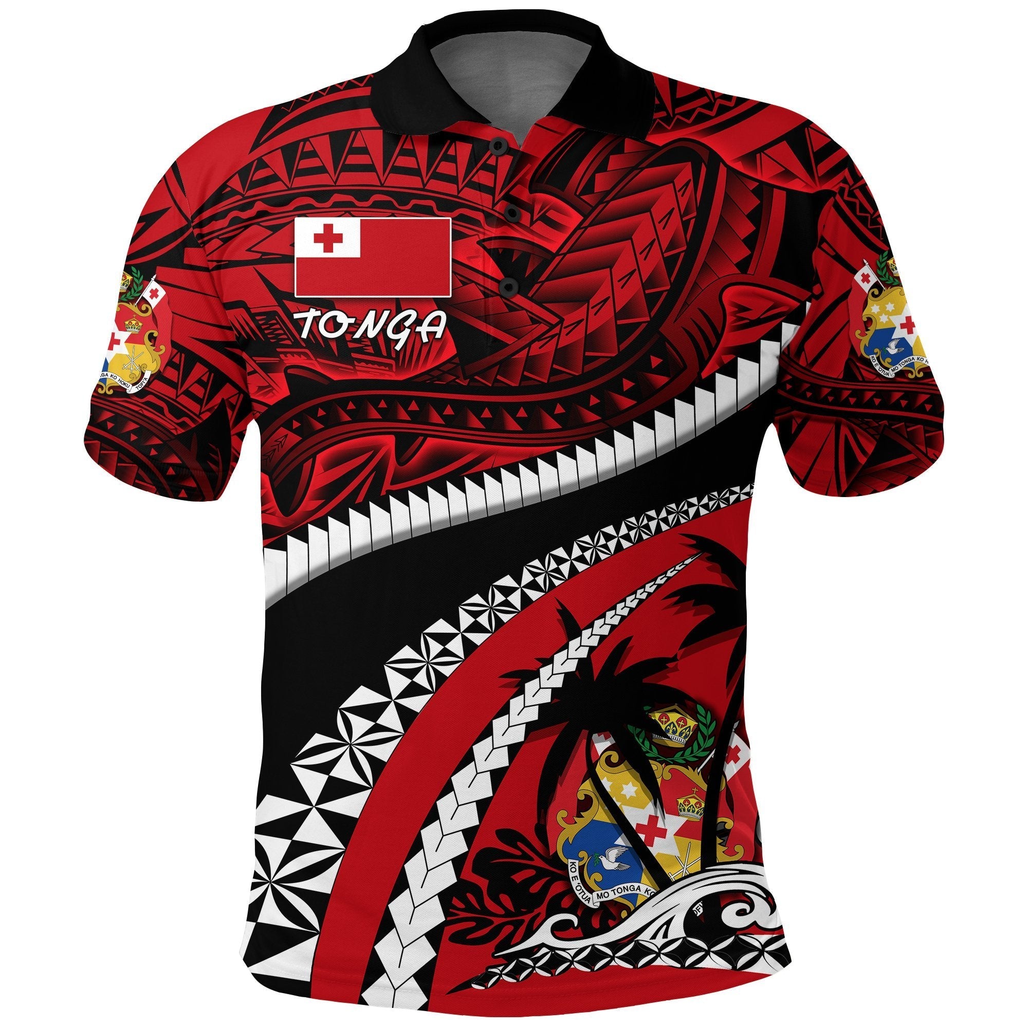 Tonga Polynesian Shark Tattoo Polo Shirt - Vibe Hoodie Shop