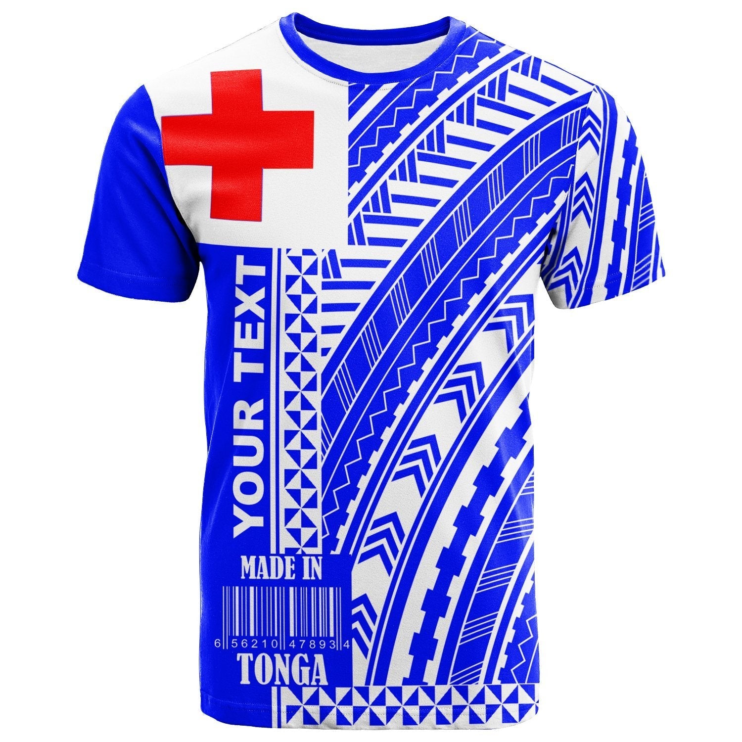 Tonga Custom Personalised T shirt - Barcode Blue Color - Vibe Hoodie Shop