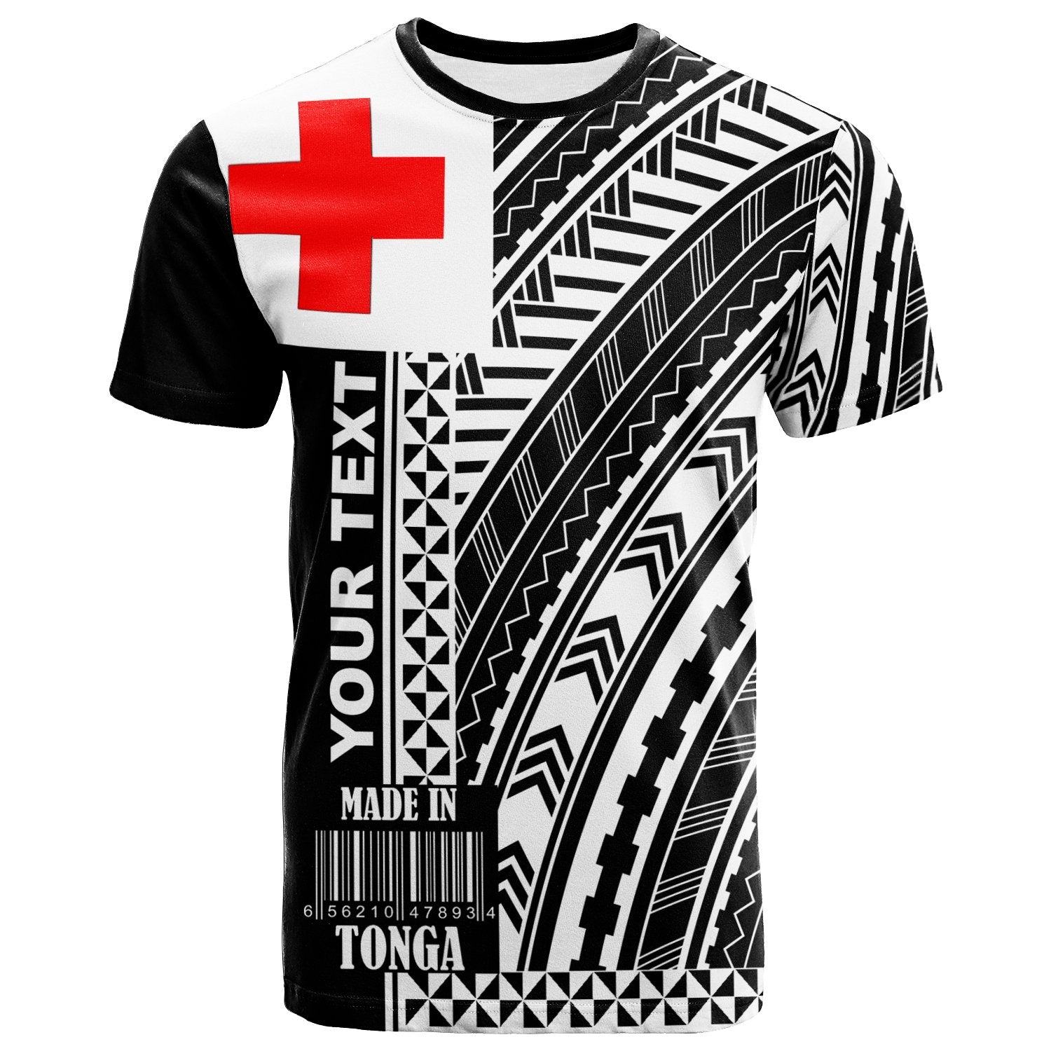 Tonga Custom Personalised T shirt - Barcode Black Color - Vibe Hoodie Shop