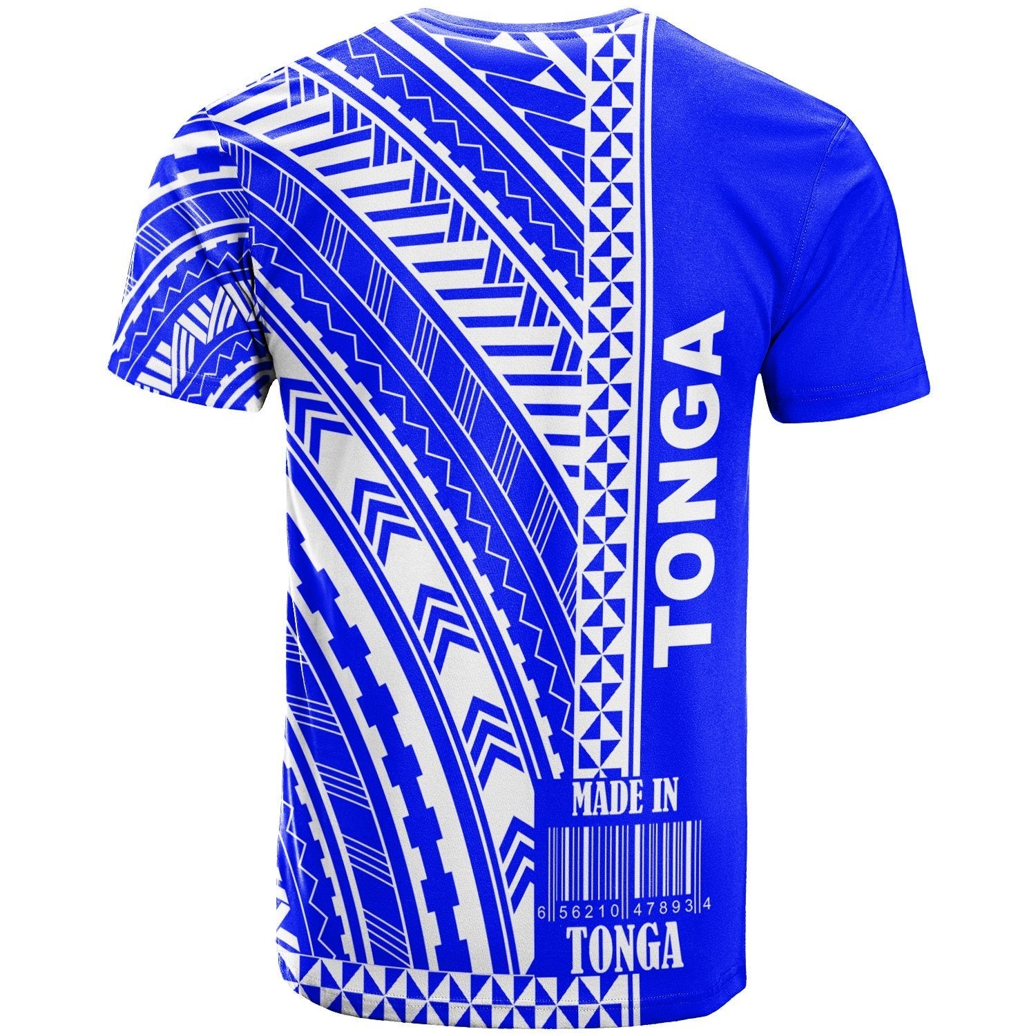 Tonga Custom Personalised T shirt - Barcode Blue Color - Vibe Hoodie Shop