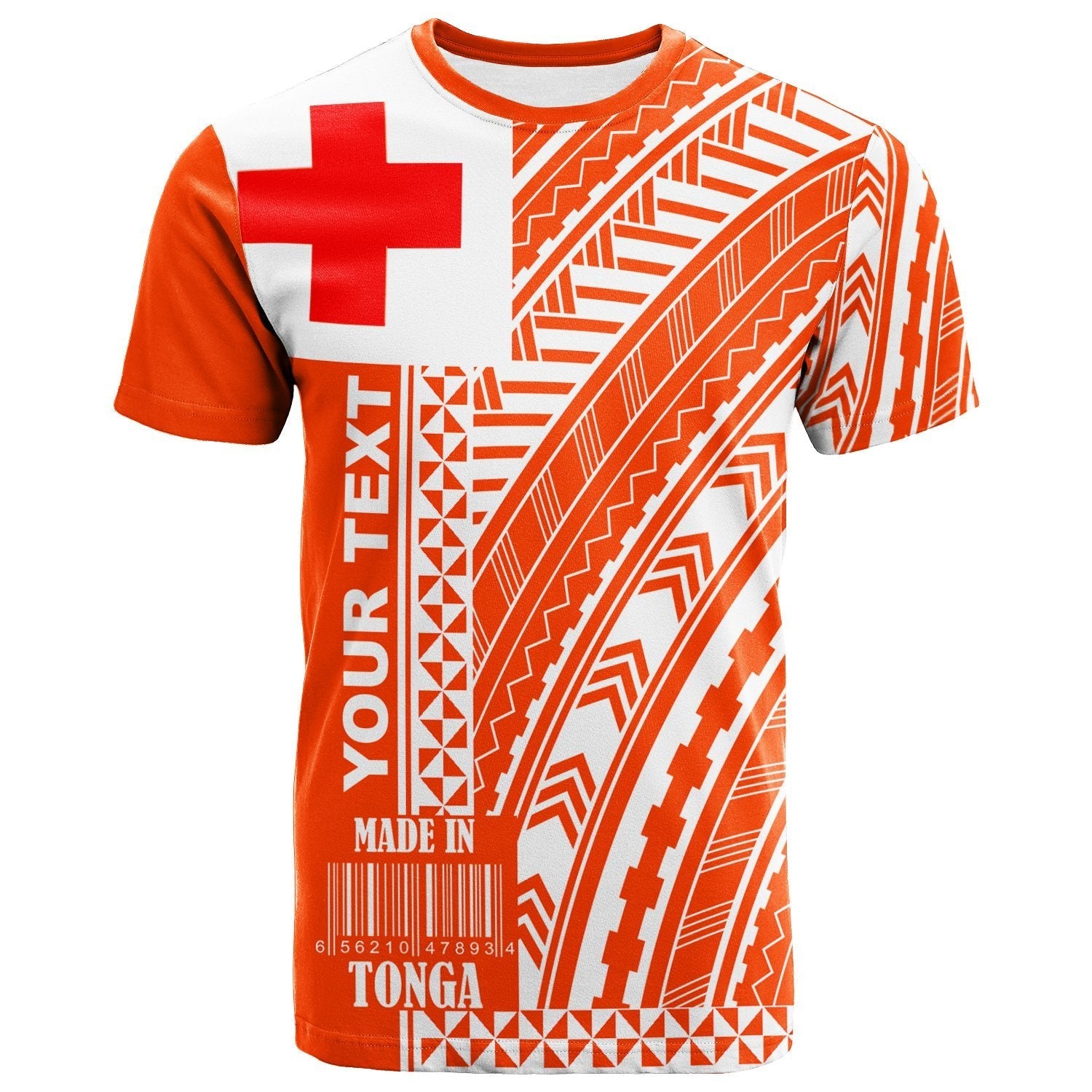 Tonga Custom Personalised T shirt - Barcode Orange Color - Vibe Hoodie Shop