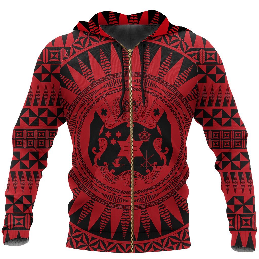 Zip Up Hoodie Tonga Up Polynesian Coat Of Arms - Vibe Hoodie Shop