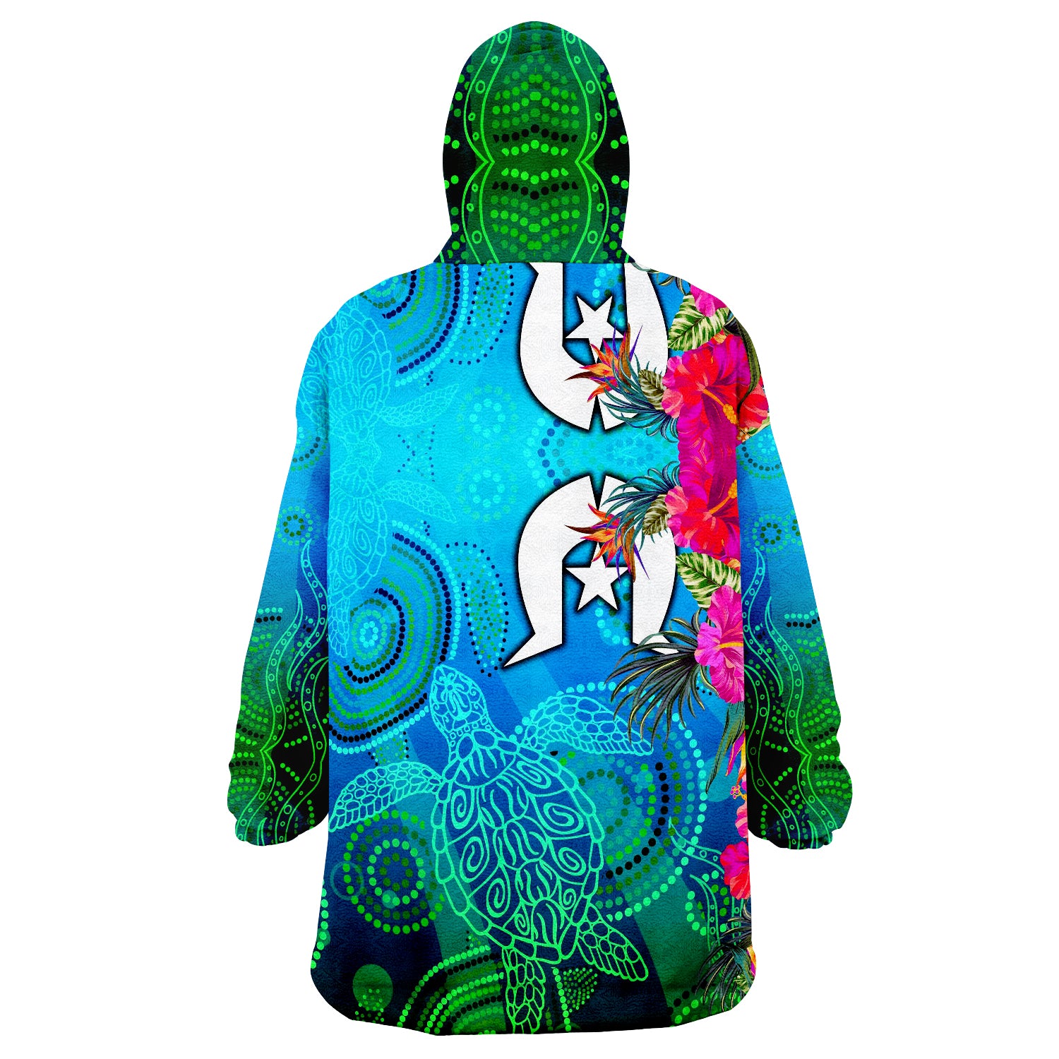 Torres Strait Blue Sea With Hibiscus Wearable Blanket Hoodie - Vibe Hoodie Shop