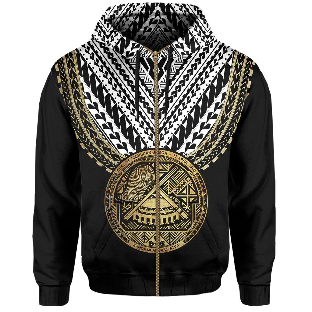 American Samoa Coat Of Arms Polynesian Zipper Hoodie - One Side Style - Vibe Hoodie Shop