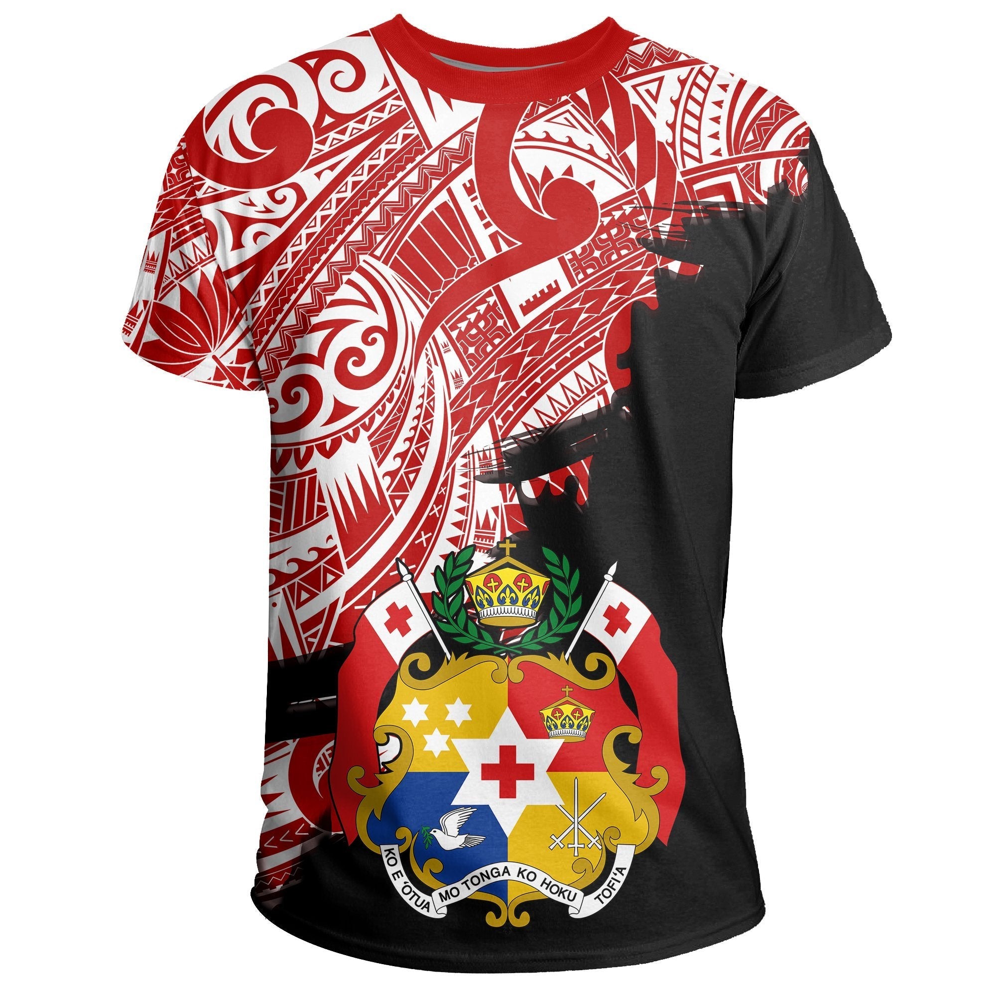 Tonga Coat Of Arms T shirt Red - Scratch Style - Vibe Hoodie Shop