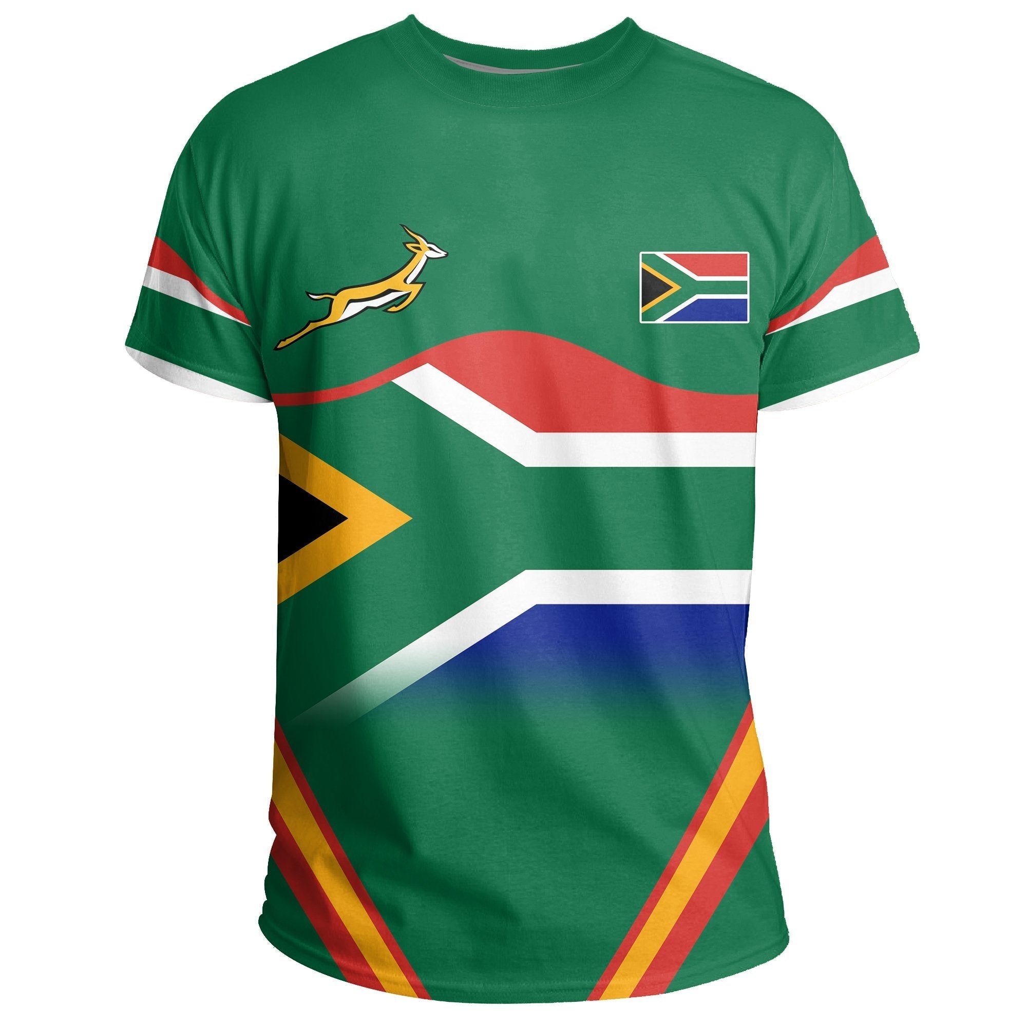 South Africa Flag Springboks T shirt Line Sport - Vibe Hoodie Shop