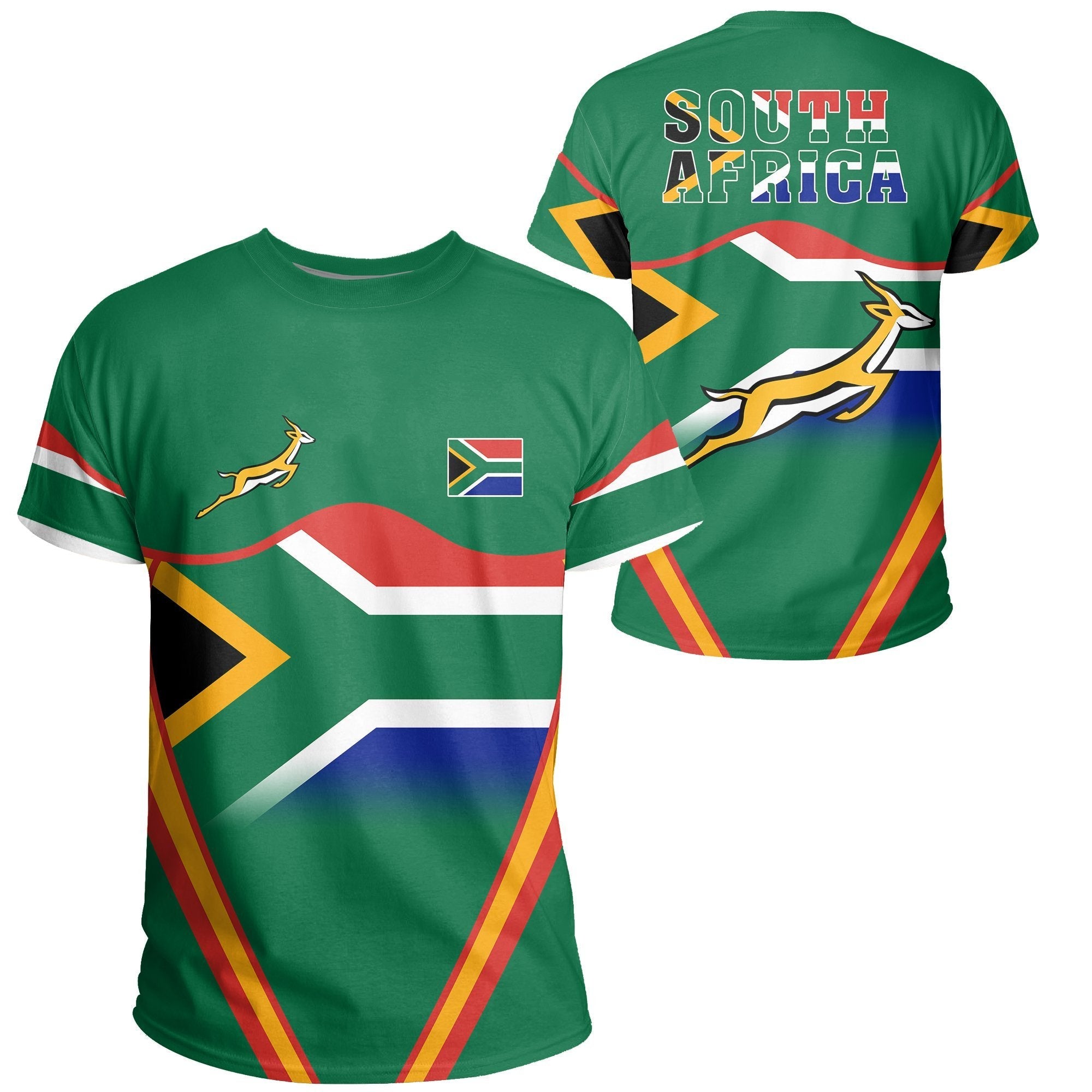 South Africa Flag Springboks T shirt Line Sport - Vibe Hoodie Shop