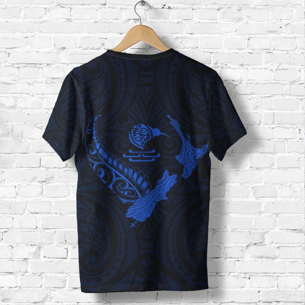 New Zealand Heart T shirt - Map Kiwi mix Silver Fern Blue - Vibe Hoodie Shop