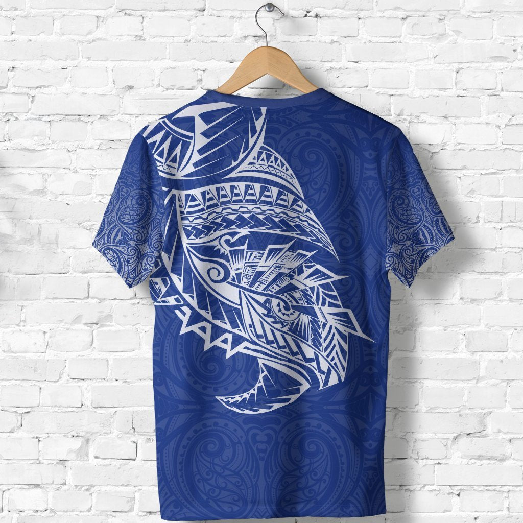 New Zealand Shirt, Maori Tattoo T shirt Polynesian Style - Blue - Vibe Hoodie Shop