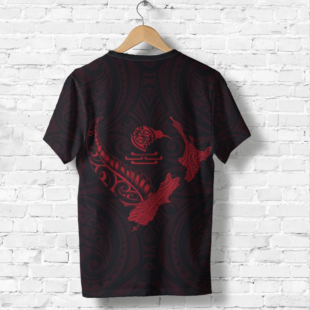 New Zealand Heart T shirt - Map Kiwi mix Silver Fern Red - Vibe Hoodie Shop