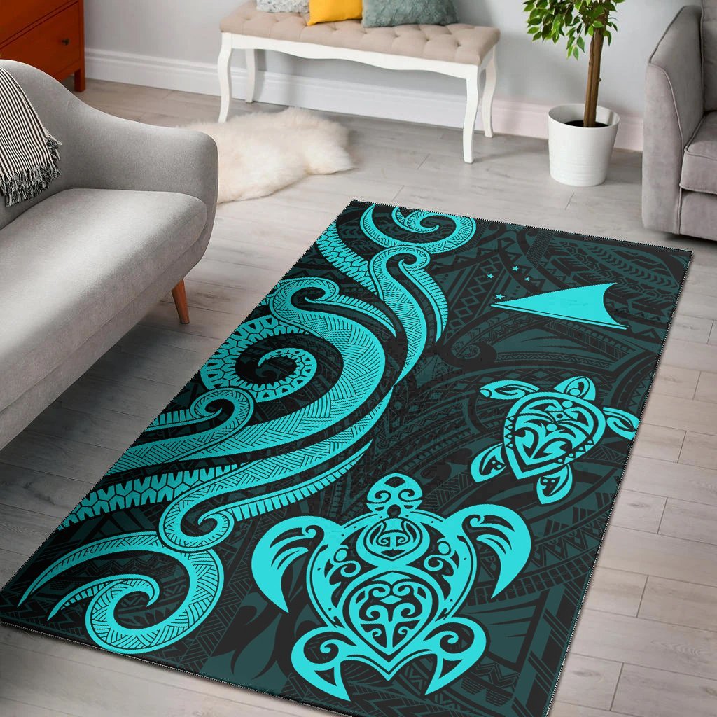 Tokelau Area Rug - Turquoise Tentacle Turtle - Vibe Hoodie Shop