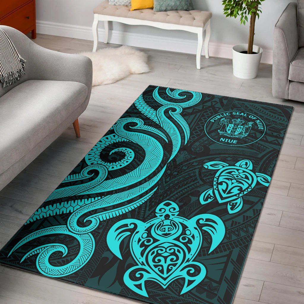 Niue Area Rug - Turquoise Tentacle Turtle - Vibe Hoodie Shop