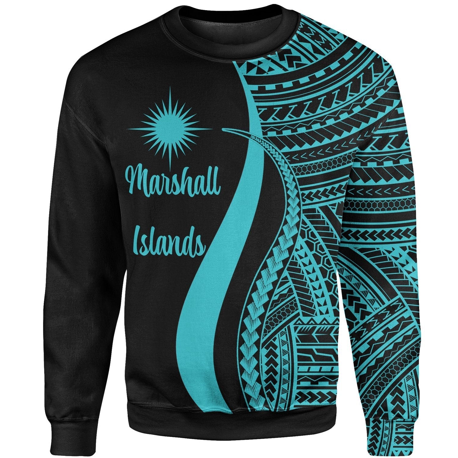 Marshall Islands Sweatshirt - Turquoise Polynesian Tentacle Tribal Pattern - Vibe Hoodie Shop
