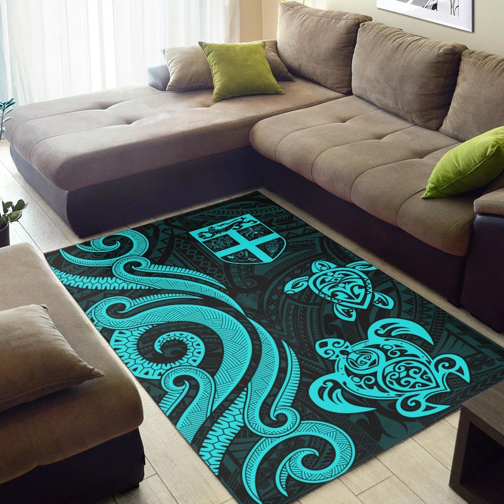 Fiji Area Rug - Turquoise Tentacle Turtle - Vibe Hoodie Shop