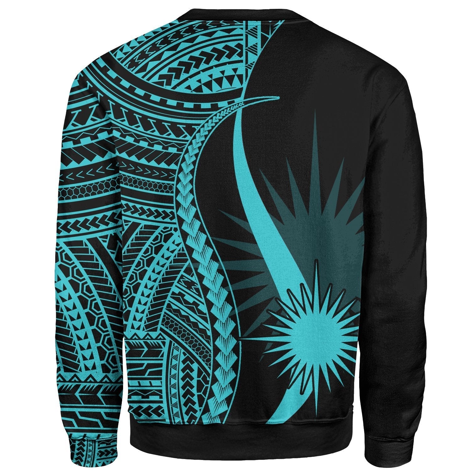 Marshall Islands Custom Personalised Sweatshirt - Turquoise Polynesian Tentacle Tribal Pattern - Vibe Hoodie Shop