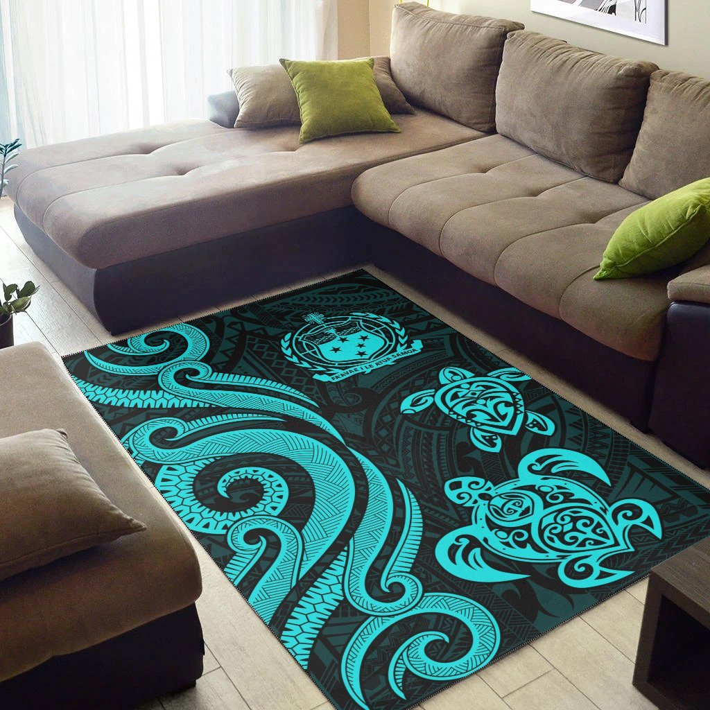 Samoa Area Rug - Turquoise Tentacle Turtle - Vibe Hoodie Shop