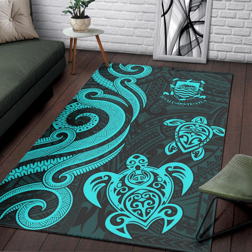 Tuvalu Area Rug - Turquoise Tentacle Turtle - Vibe Hoodie Shop