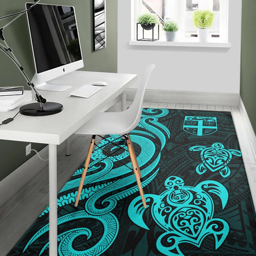 Fiji Area Rug - Turquoise Tentacle Turtle - Vibe Hoodie Shop