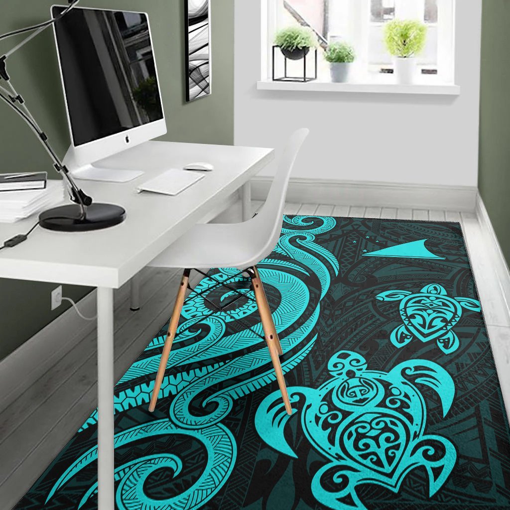 Tokelau Area Rug - Turquoise Tentacle Turtle - Vibe Hoodie Shop