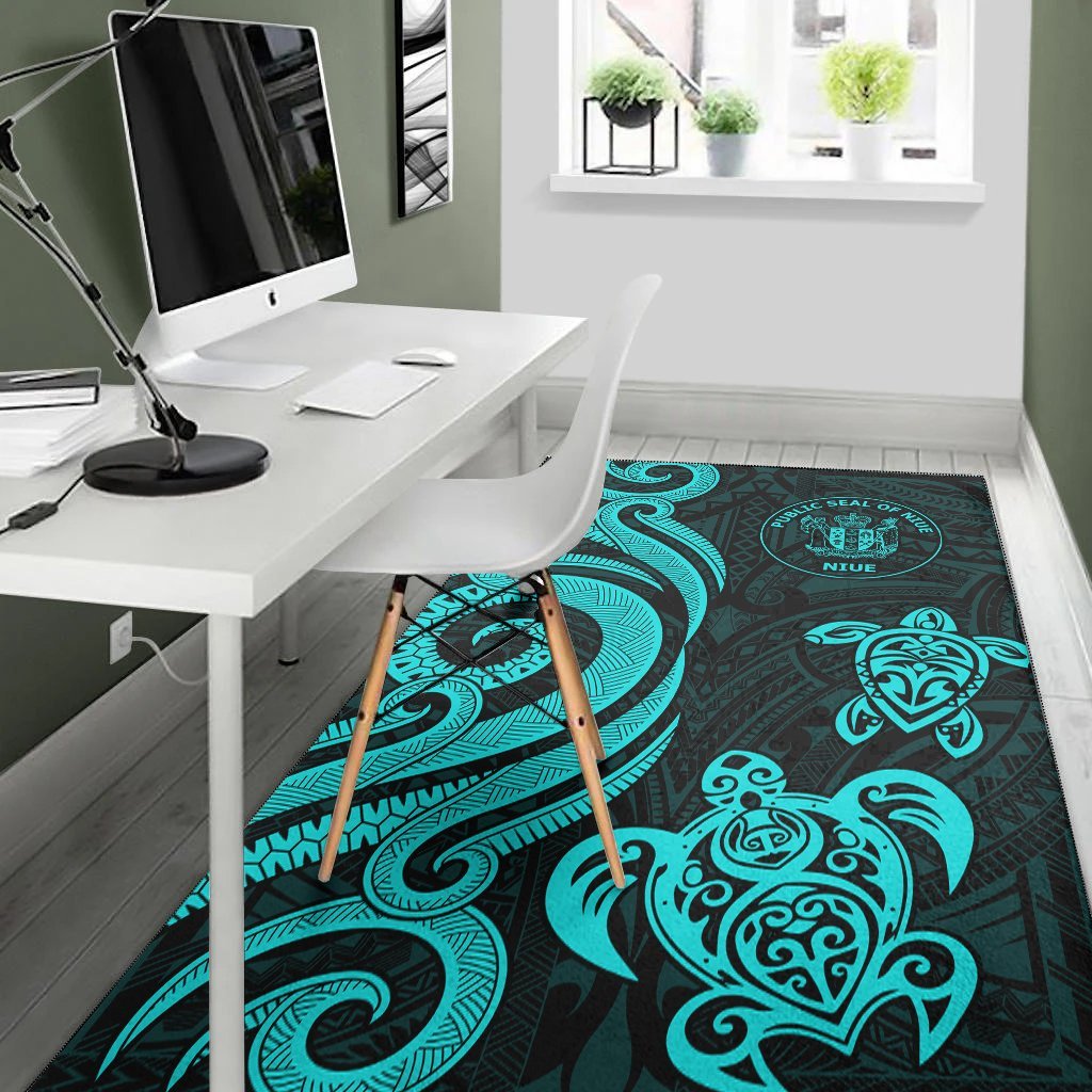 Niue Area Rug - Turquoise Tentacle Turtle - Vibe Hoodie Shop