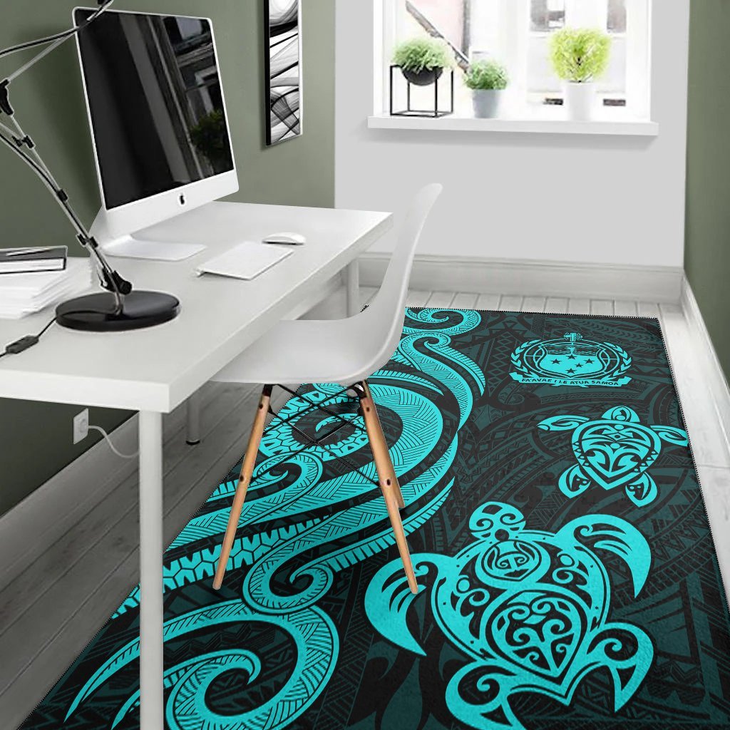 Samoa Area Rug - Turquoise Tentacle Turtle - Vibe Hoodie Shop