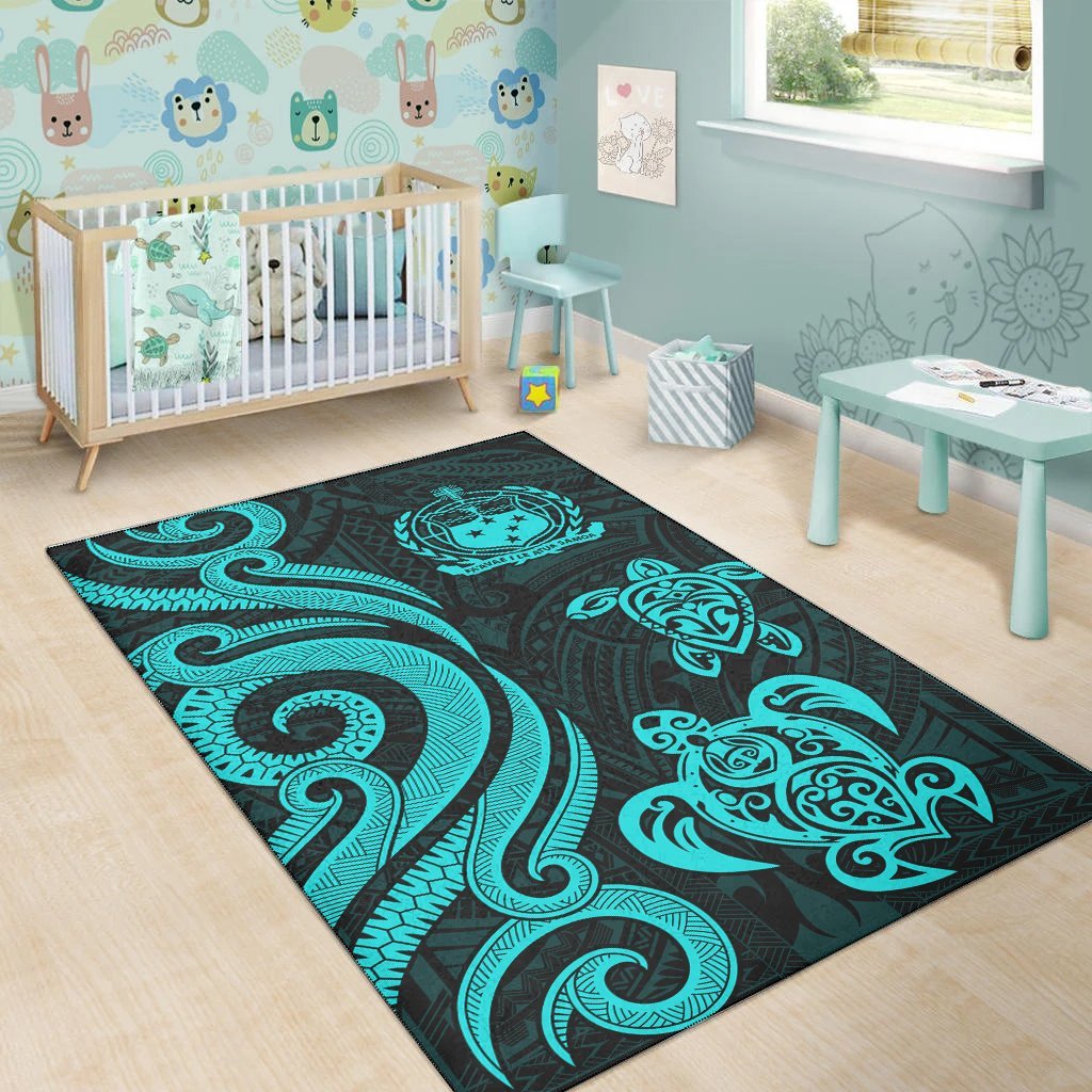 Samoa Area Rug - Turquoise Tentacle Turtle - Vibe Hoodie Shop