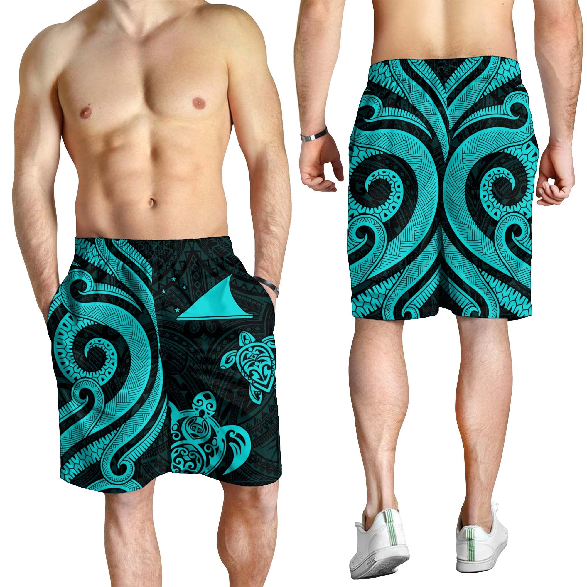 Tokelau Men's Short - Turquoise Tentacle Turtle - Vibe Hoodie Shop