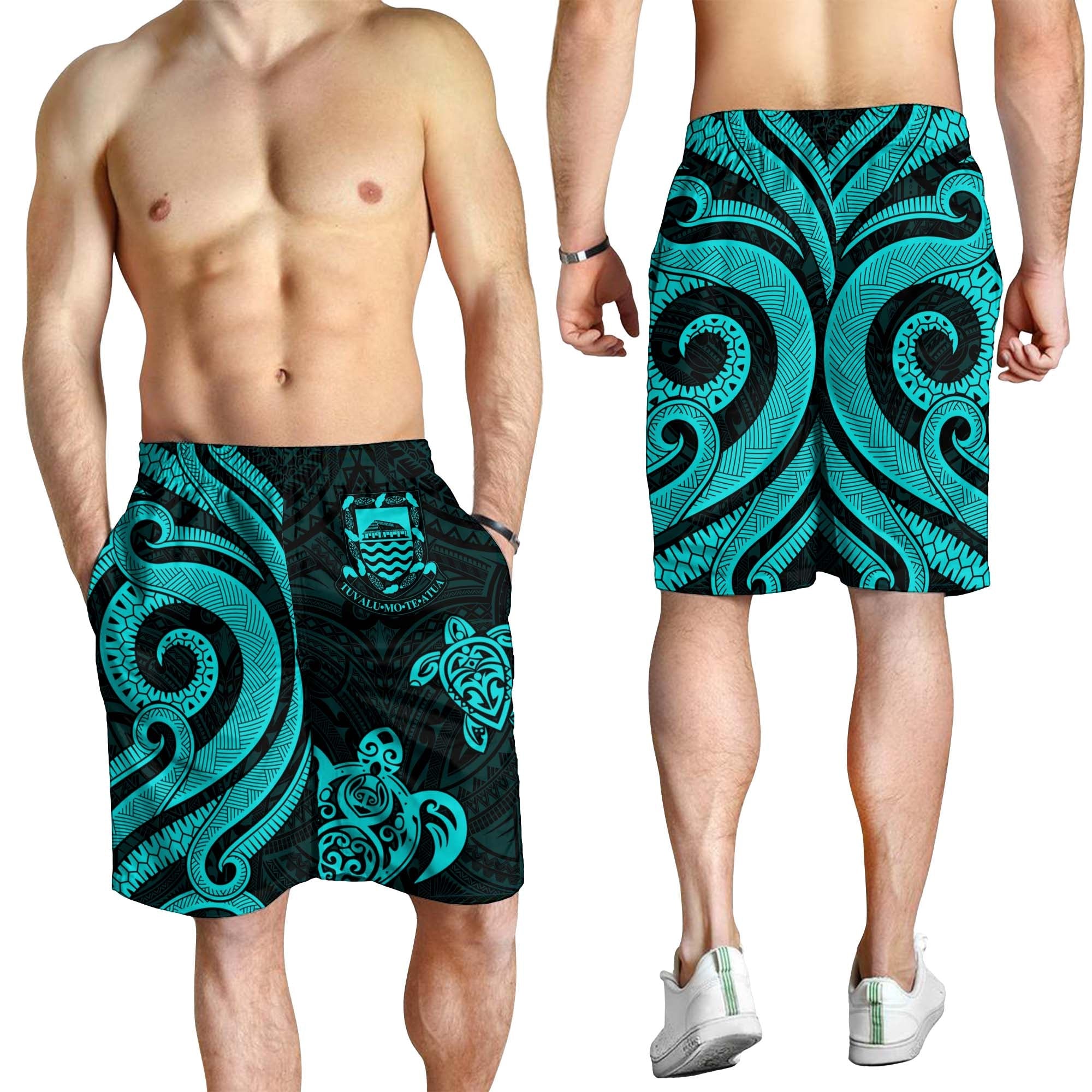 Tuvalu Men's Short - Turquoise Tentacle Turtle - Vibe Hoodie Shop