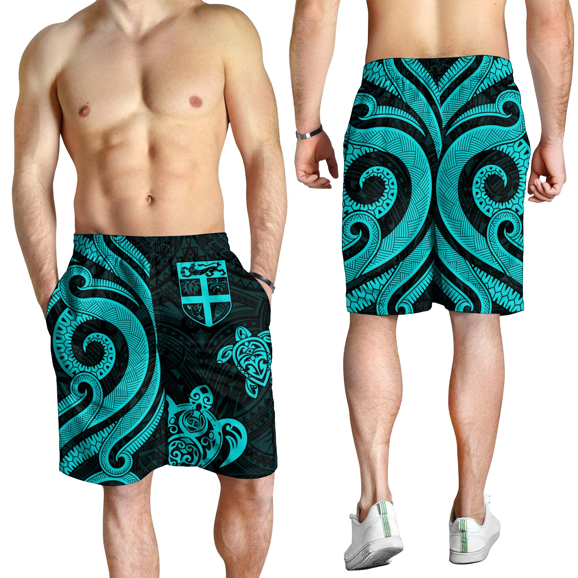 Fiji Men's Short - Turquoise Tentacle Turtle - Vibe Hoodie Shop