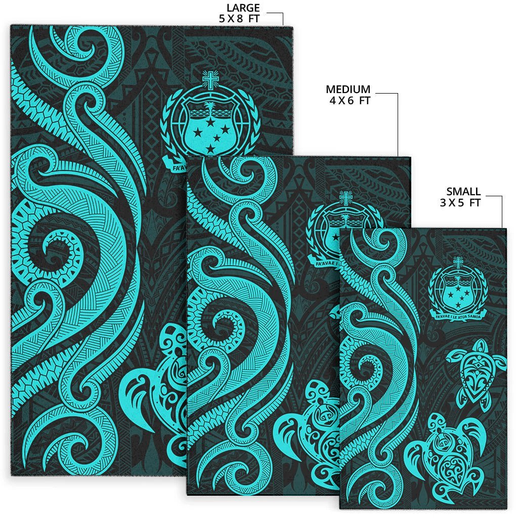 Samoa Area Rug - Turquoise Tentacle Turtle - Vibe Hoodie Shop