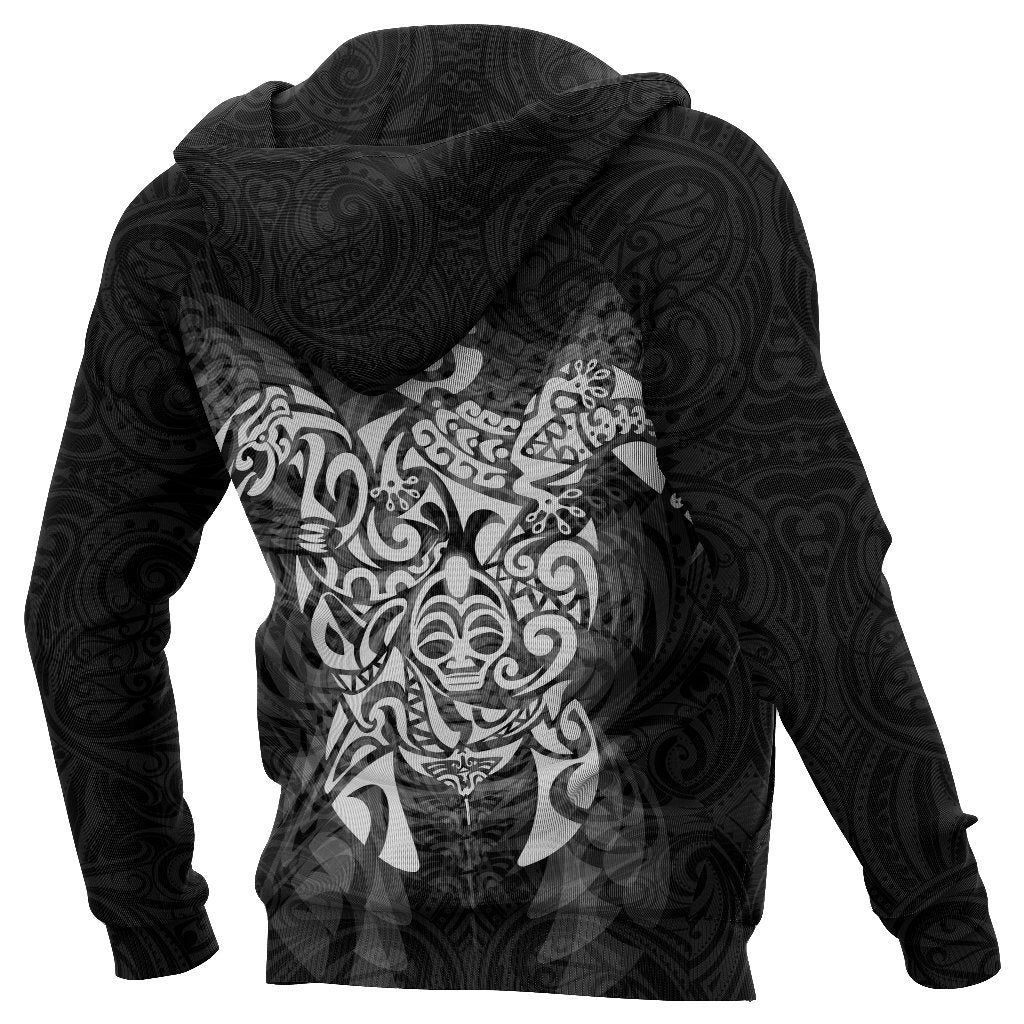 New Zealand Maori Hoodie, Wairua Tattoo Turtle Pullover Hoodie - White - Vibe Hoodie Shop