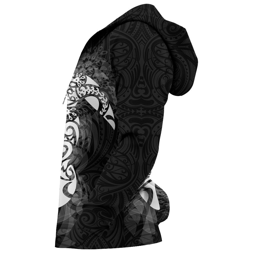 New Zealand Maori Zip Up Hoodie, Wairua Tattoo Turtle Zipper Hoodie - White - Vibe Hoodie Shop