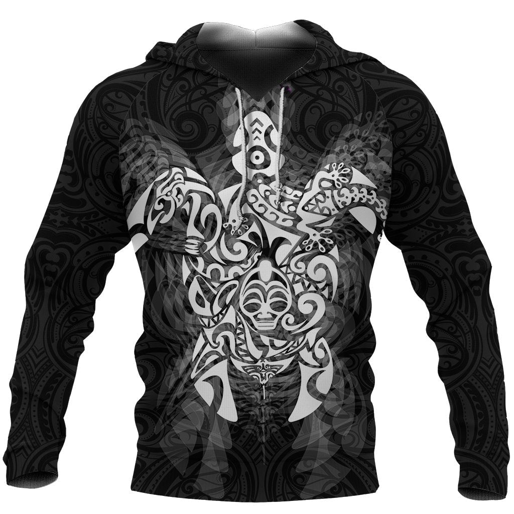 New Zealand Maori Hoodie, Wairua Tattoo Turtle Pullover Hoodie - White - Vibe Hoodie Shop