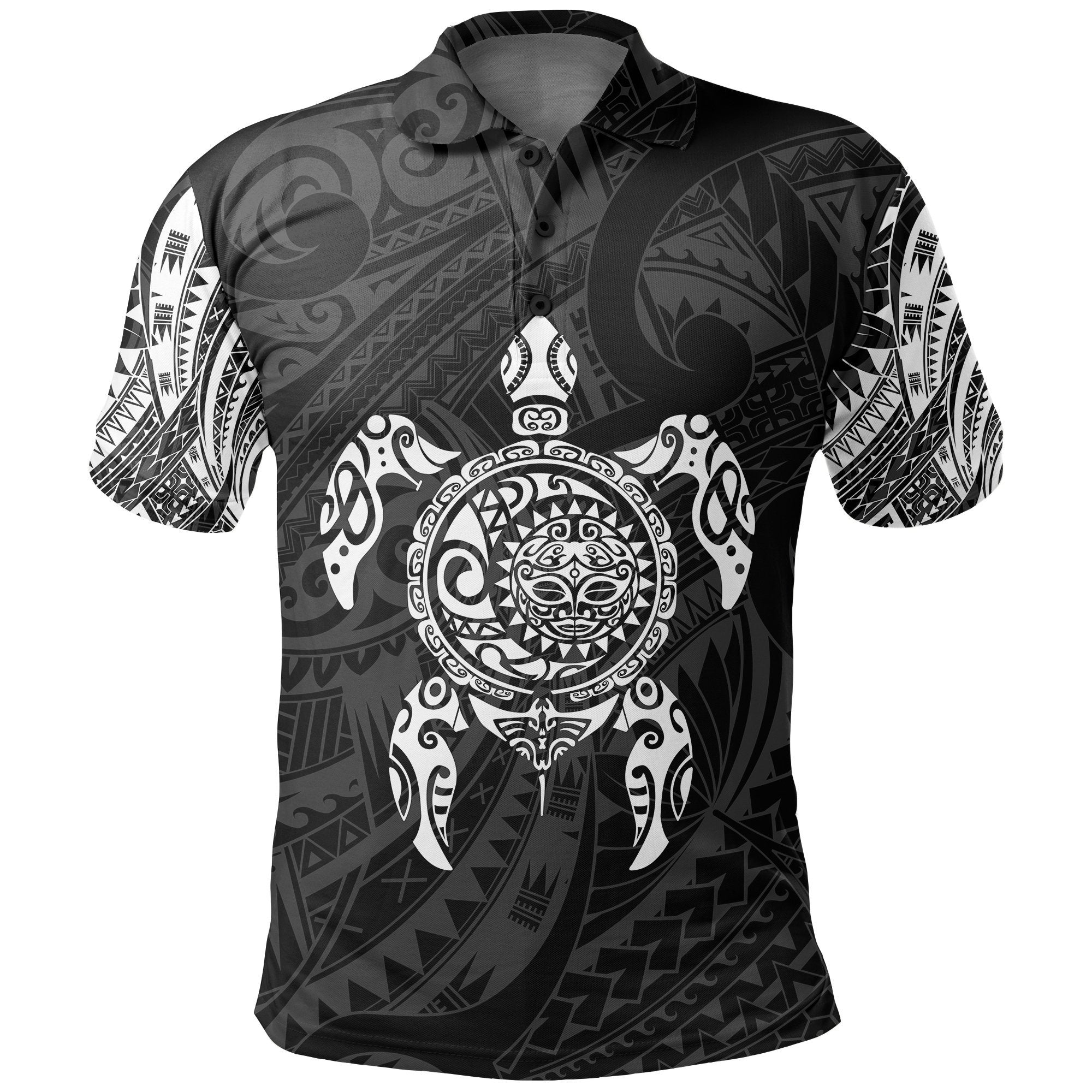 New Zealand Maori Polo, Polynesian Turtle Tattoo Polo Shirt White - Vibe Hoodie Shop