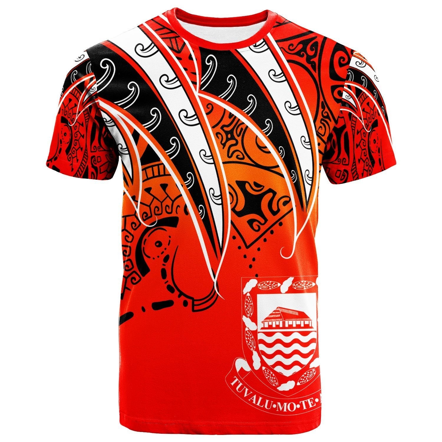 Tuvalu T shirt - Tropical Leaf Red Gradient Style - Vibe Hoodie Shop