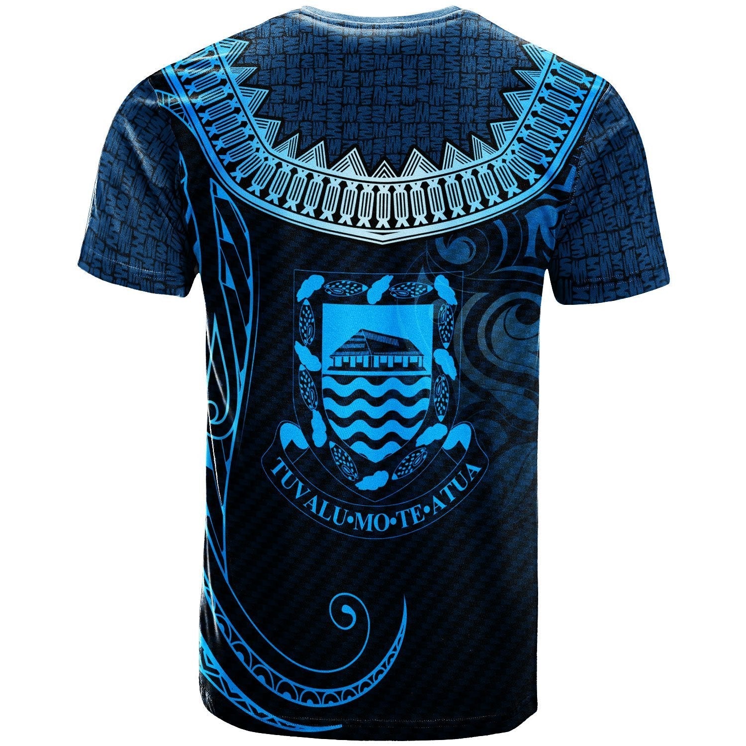 Tuvalu Custom Personalised T - Shirt - Serrated Pattern Blue Color - Vibe Hoodie Shop