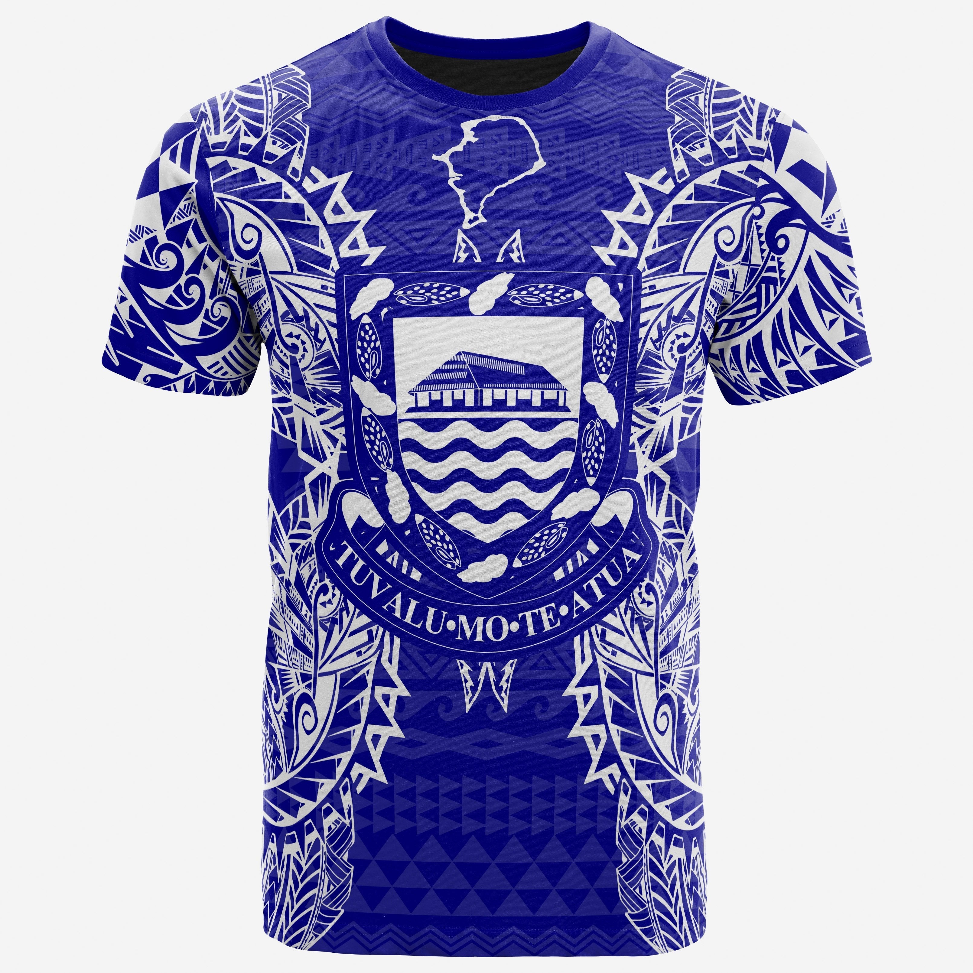 Vibe Hoodie Tuvalu All T shirt - Tuvalu Coat Of Arms Map Polynesian Tattoo Blue - Vibe Hoodie Shop