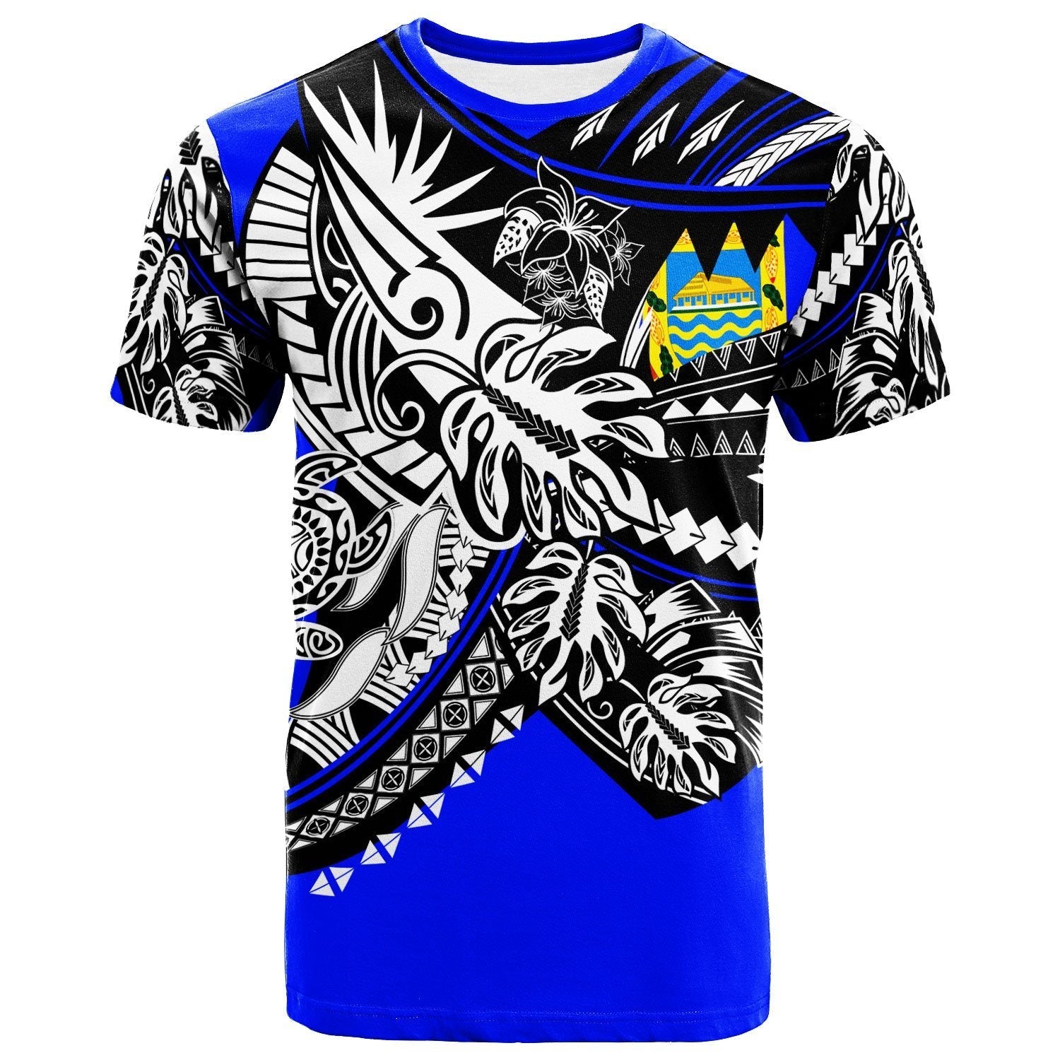 Tuvalu T shirt - Tribal Jungle Blue Pattern - Vibe Hoodie Shop