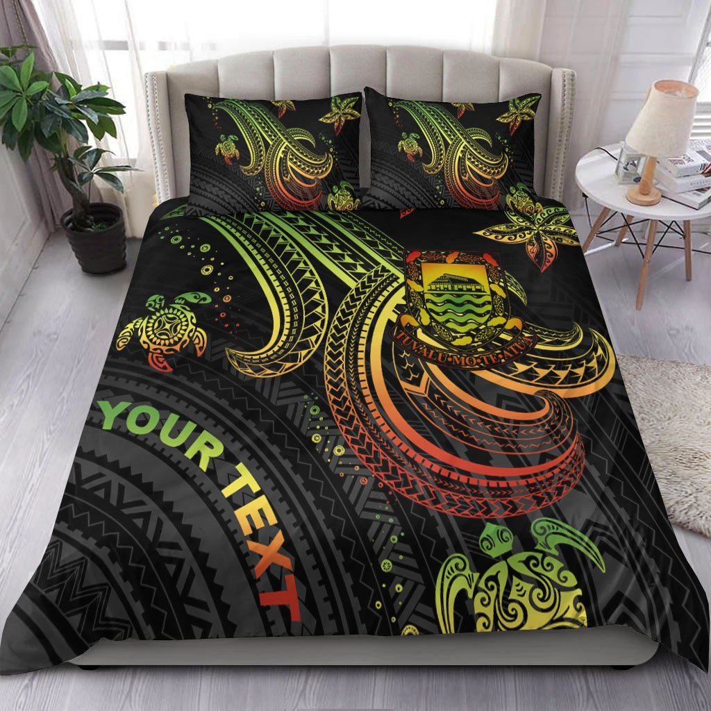 Tuvalu Custom Personalised Bedding Set - Reggae Turtle - Vibe Hoodie Shop