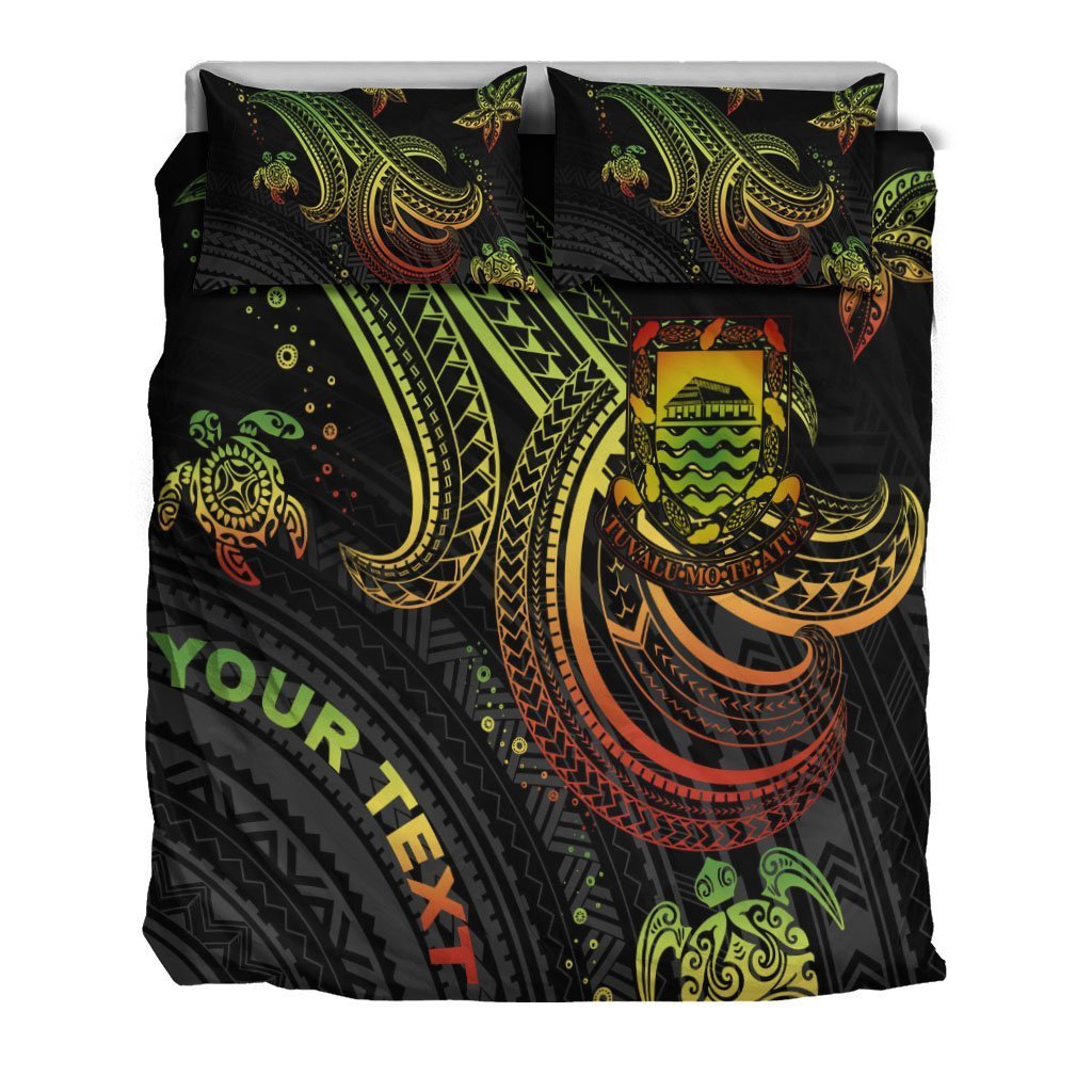 Tuvalu Custom Personalised Bedding Set - Reggae Turtle - Vibe Hoodie Shop