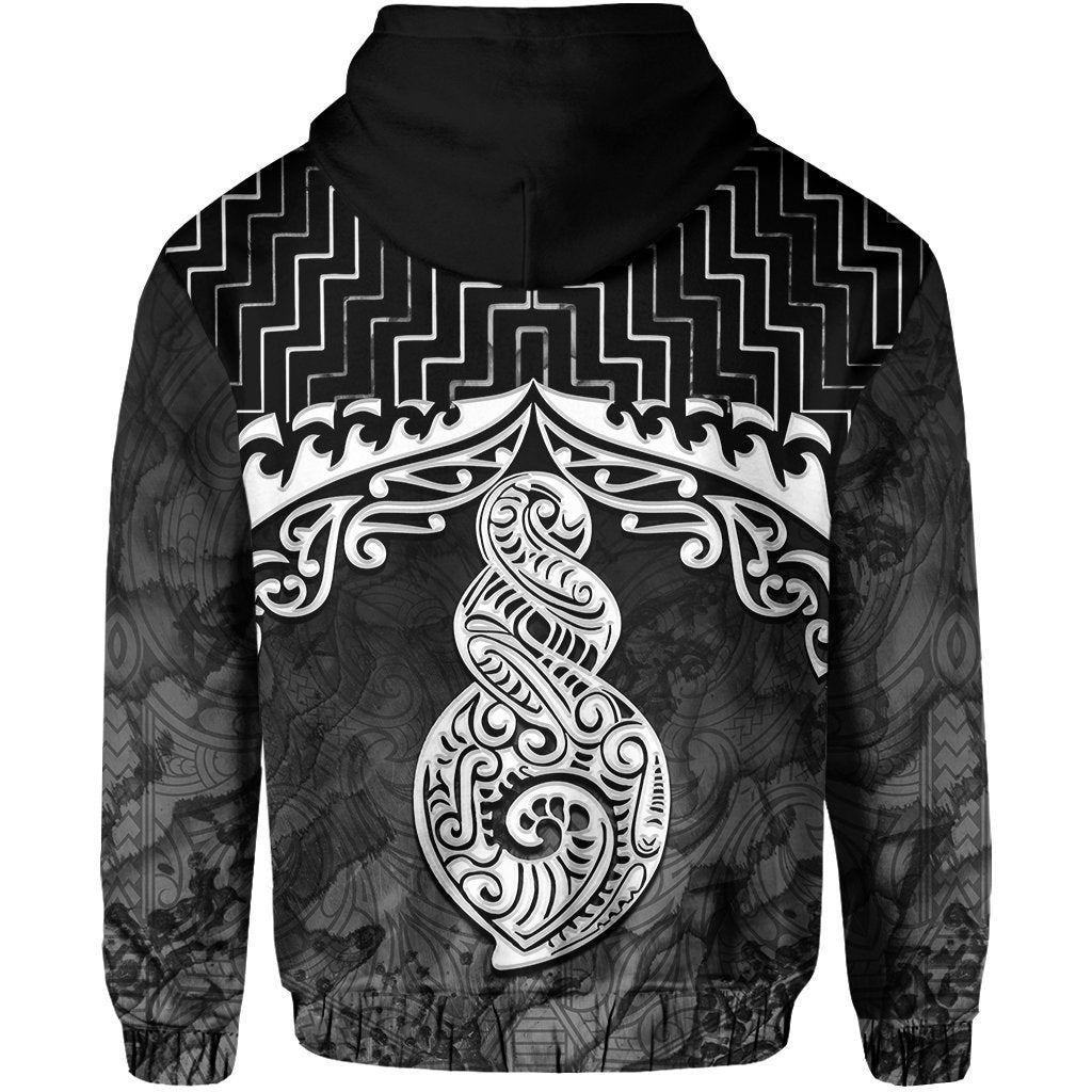 New Zealand Hoodie, Poutama Maori Twist Pullover Hoodie Black - Vibe Hoodie Shop