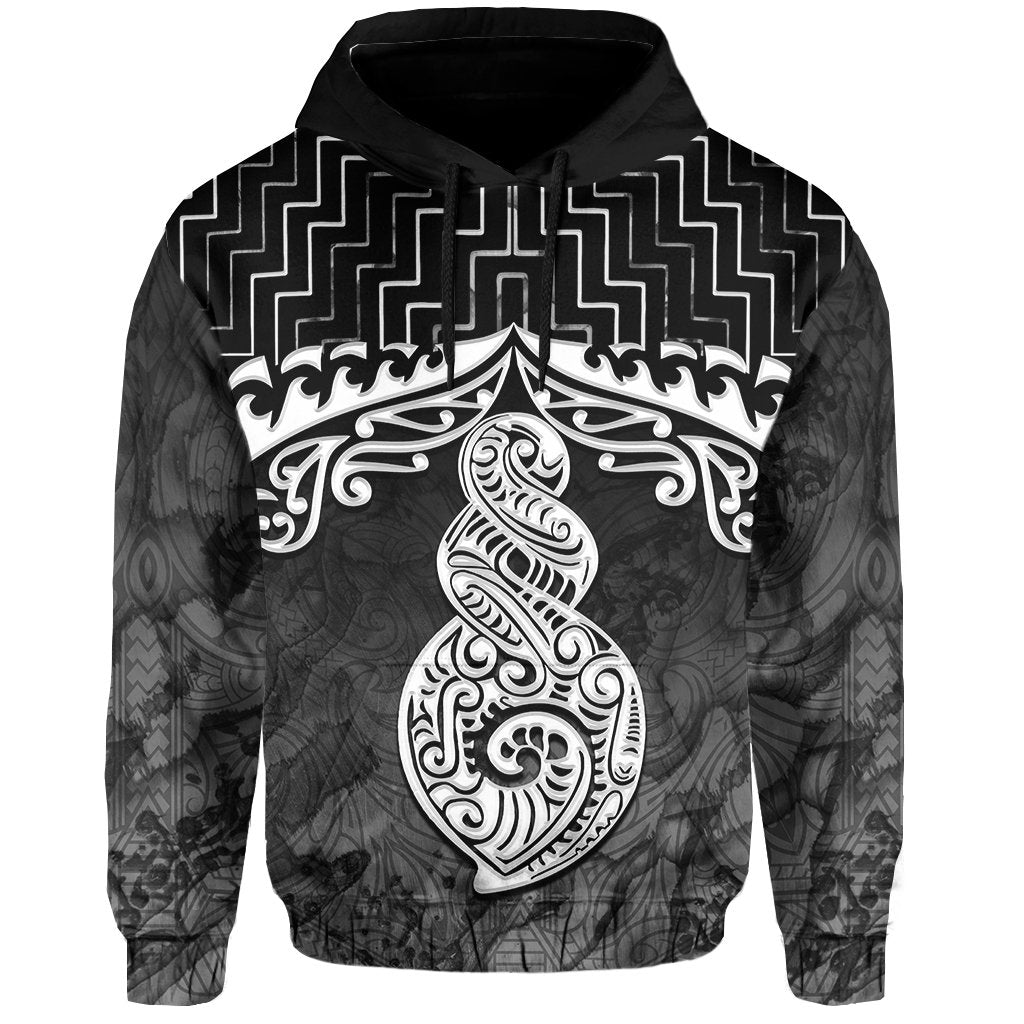 New Zealand Hoodie, Poutama Maori Twist Pullover Hoodie Black - Vibe Hoodie Shop