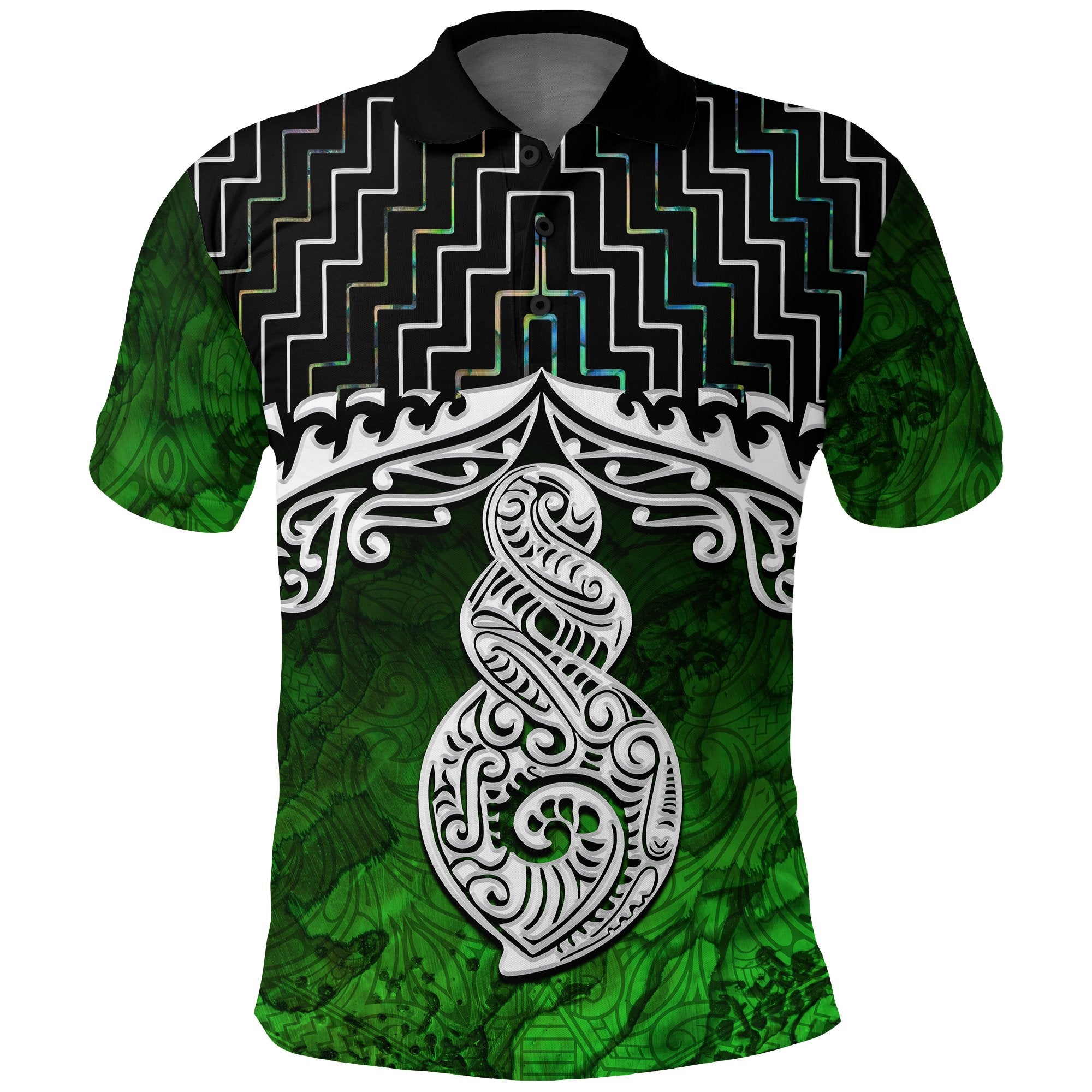 New Zealand Maori Polo Shirt, Poutama Pikorua Double Twist Golf Shirt - Vibe Hoodie Shop