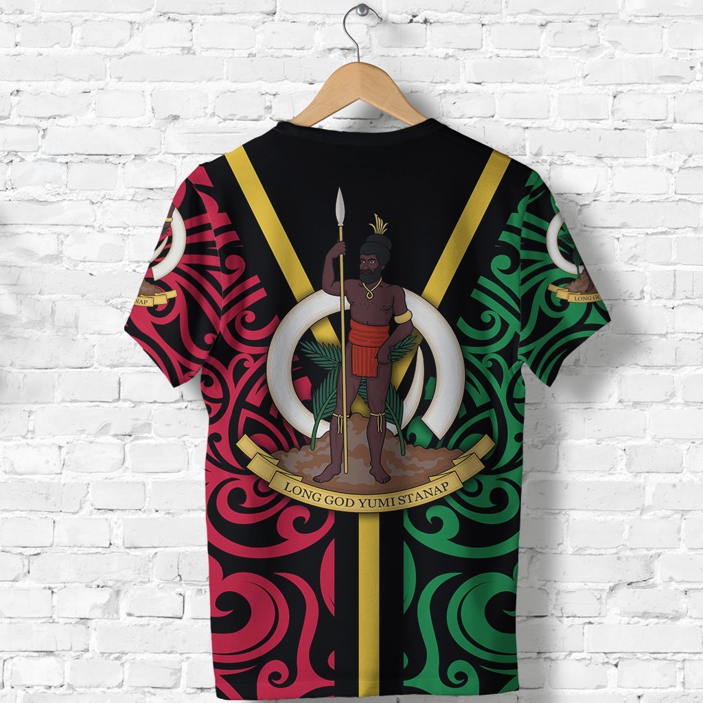 Vanuatu Flag T shirt Melanesian Warrior - Vibe Hoodie Shop