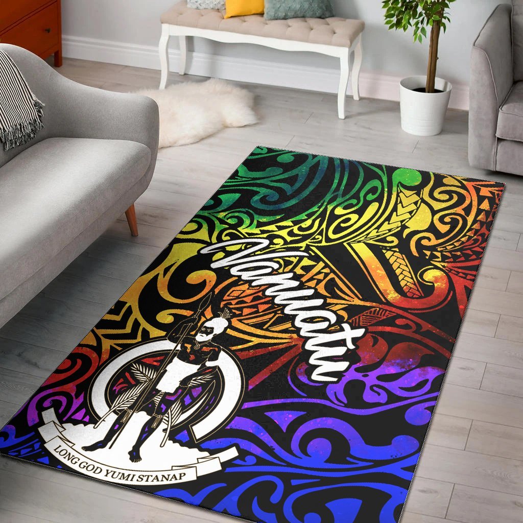 Vanuatu Area Rug - Rainbow Polynesian Pattern - Vibe Hoodie Shop