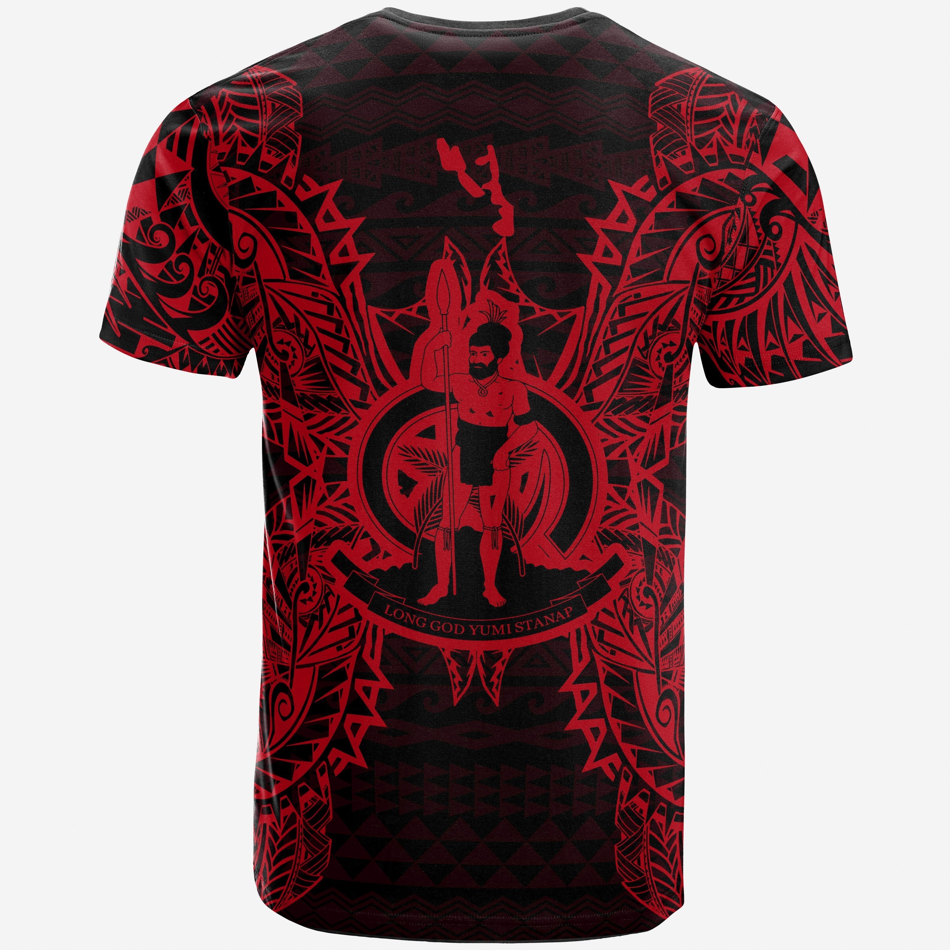 Vibe Hoodie Vanuatu All T shirt - Vanuatu Coat Of Arms Map Polynesian Tattoo Red - Vibe Hoodie Shop